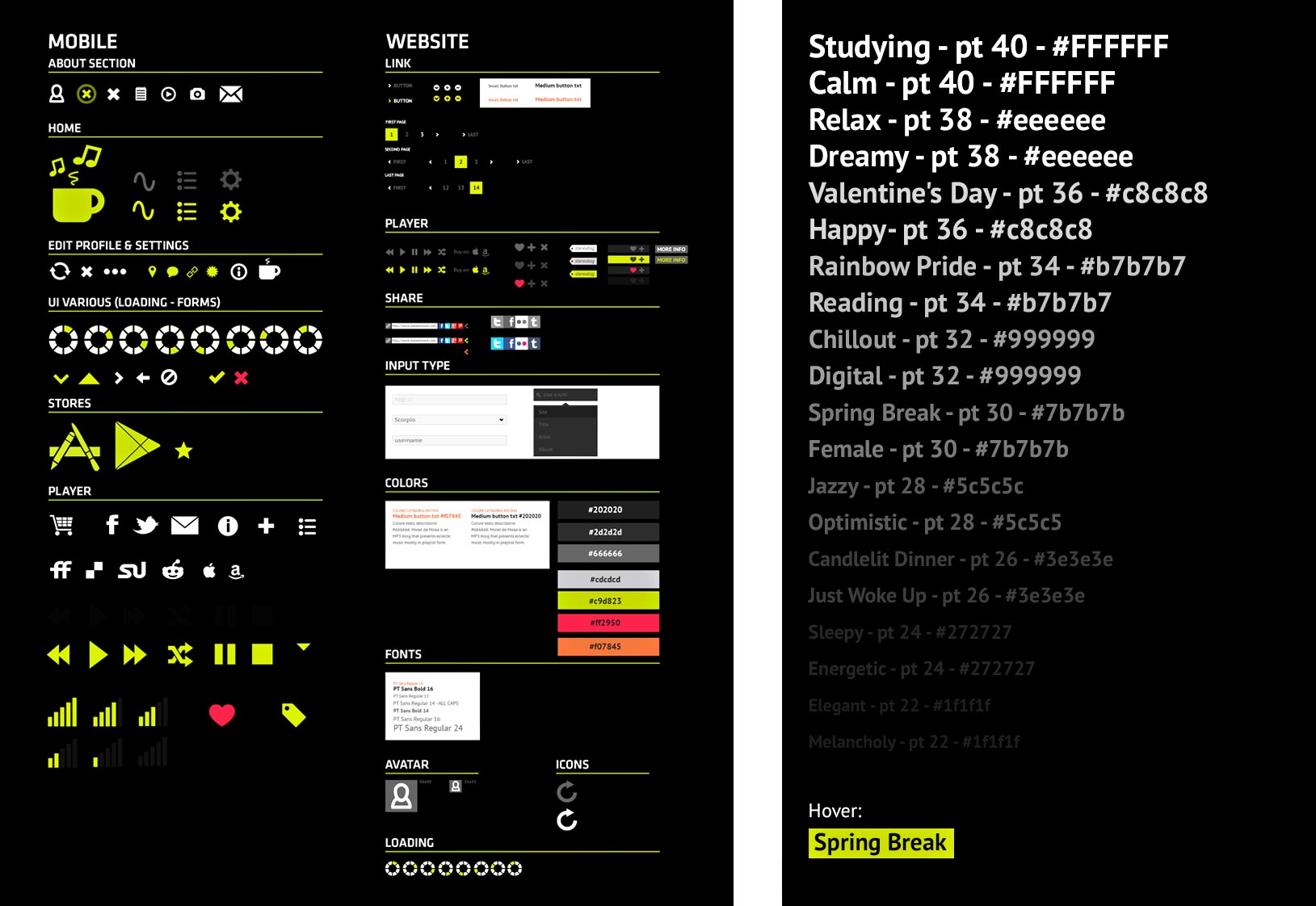 UI of the Stereomood app