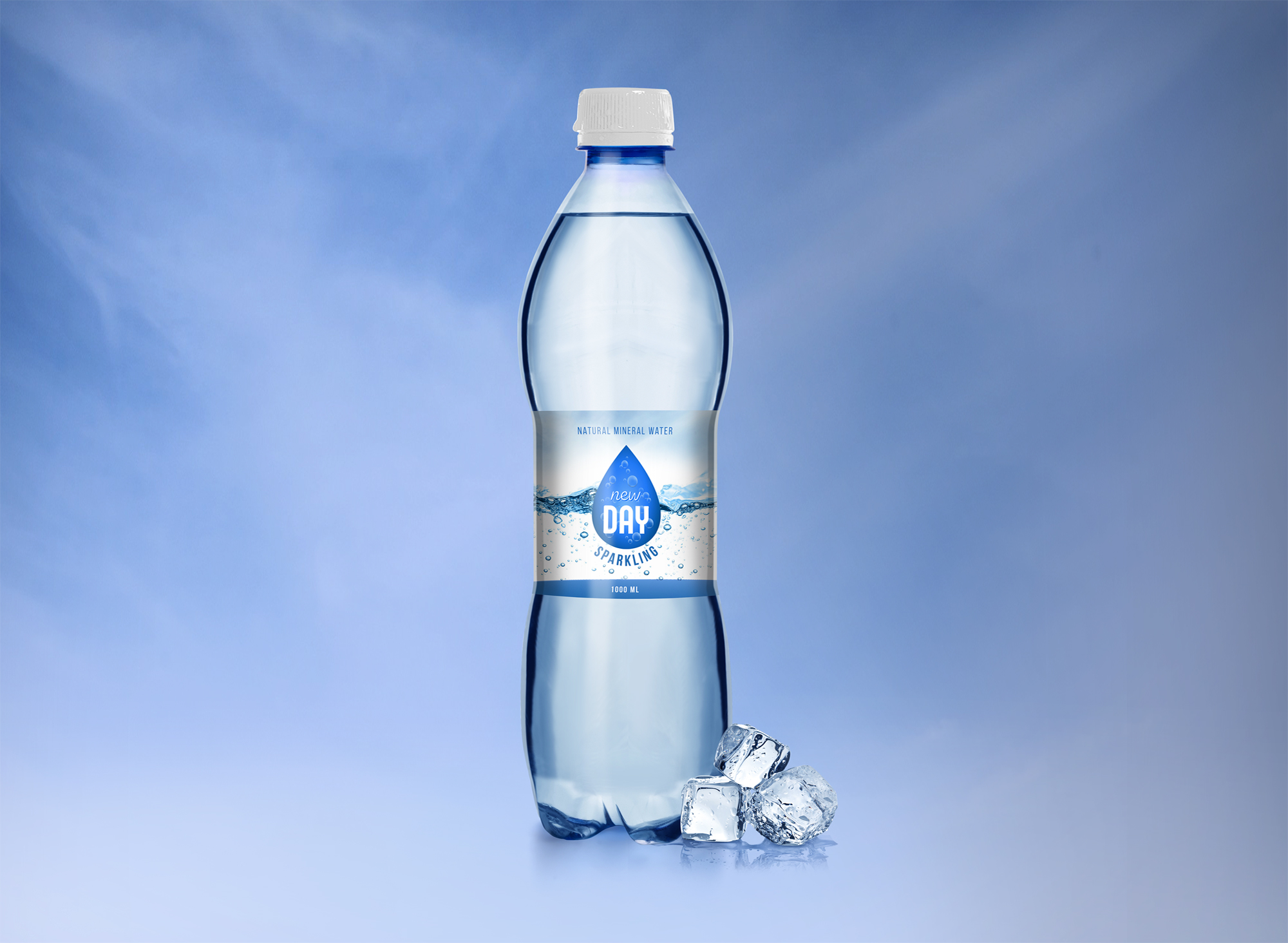 Sparkling water bottle mockup